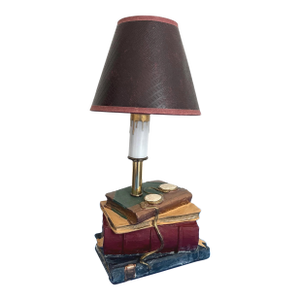 1970s Trompe l'Oeil Books Lamp