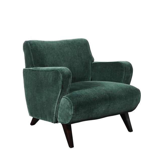 Pair of Mid-Century Curvilinear Green Mohair Lounge Chairs W/ Ebonized Supports For Sale - Image 15 of 15