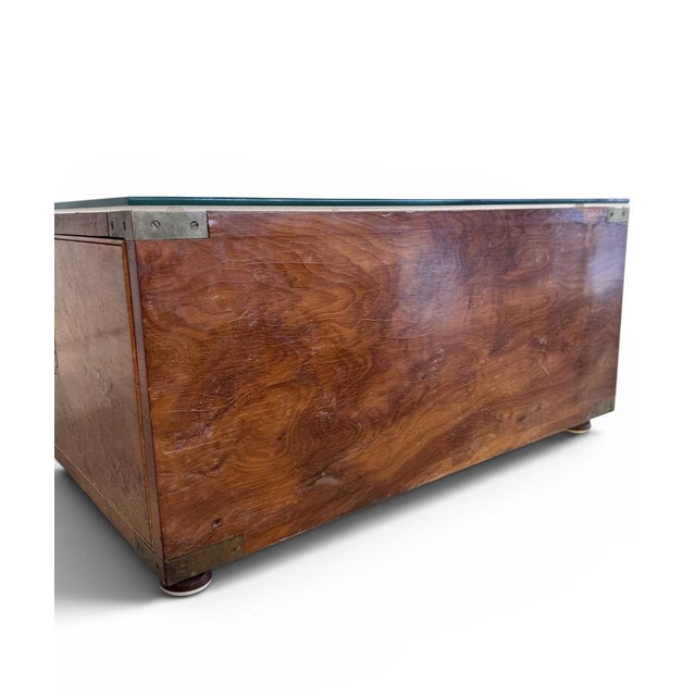Burr Maple Campaign Drawers with Brass Motifs, 1970, Set of 2 For Sale - Image 12 of 18