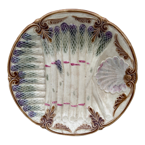 19th Century Onnaing French Majolica Asparagus Plate