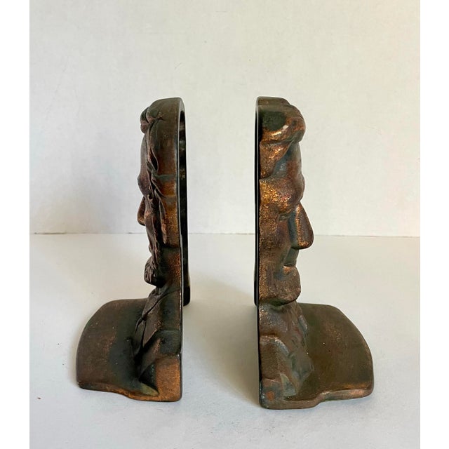 1930s 1930's Bronzed Copper Abraham Lincoln Bust Bookends For Sale - Image 5 of 9