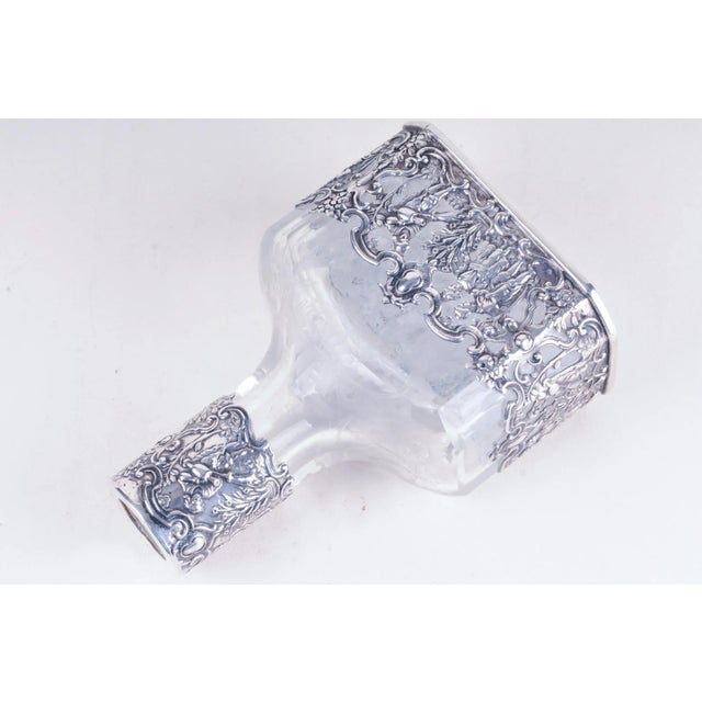 Art Nouveau Antique Storck & Sinsheimer Glass Silver Decanter For Sale - Image 3 of 11