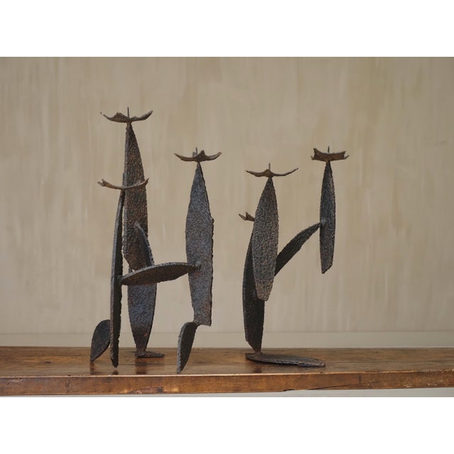 Brutalist Vintage Sculptural Brutalist Candleholders, 1960, Set of 2 For Sale - Image 3 of 11