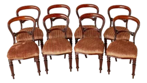 Victorian Balloon Back Dining Chairs in Mahogany, 1850s, Set of 8