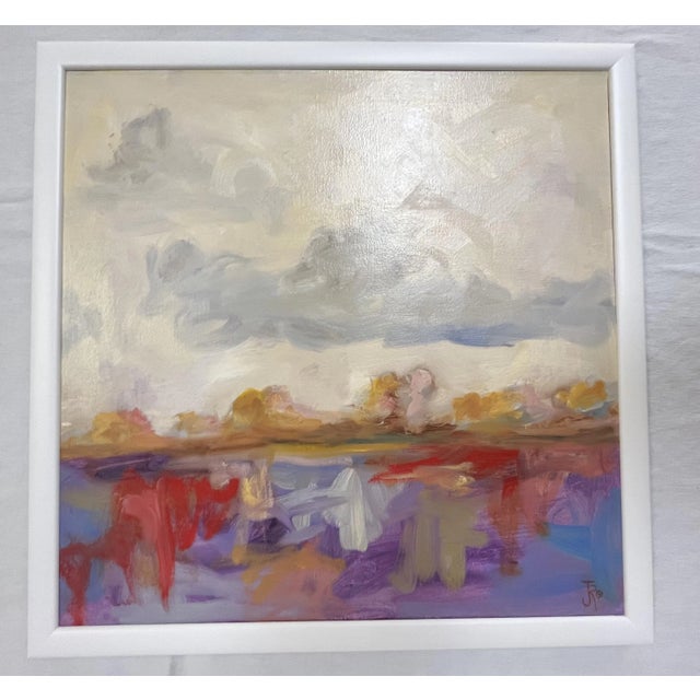 Beige Jefro Original Signed Painting on Canvas, Untitled Landscape For Sale - Image 8 of 13