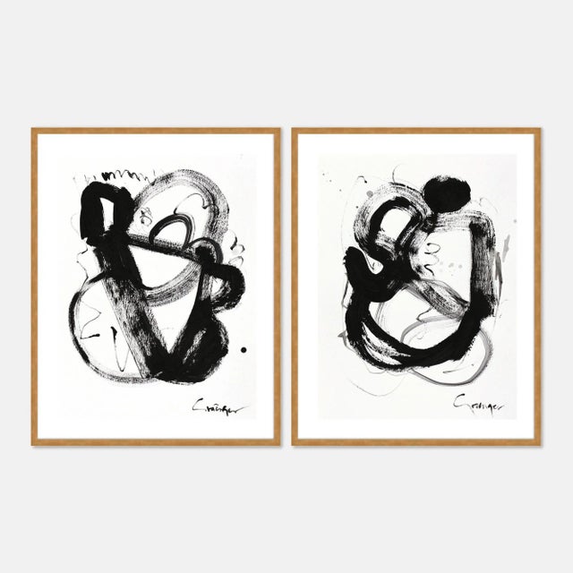 Lesley Grainger Noir Et Blanc Diptych by Lesley Grainger in Gold Frame, Large Art Print For Sale - Image 4 of 4