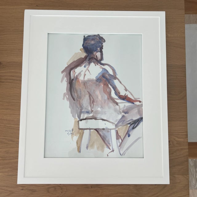 Vintage Signed Watercolor Nude Study