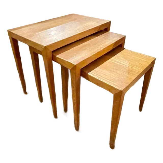Set of Vintage Danish Oak Nesting Tables For Sale