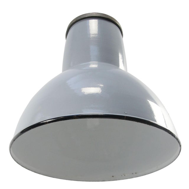 Philips Vintage Industrial Dutch Gray Enamel Pendant Light from Philips For Sale - Image 4 of 7