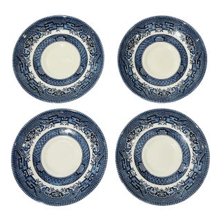 Set of Blue Willow Ware Saucers - Set of 4 Cobalt Blue and White For Sale