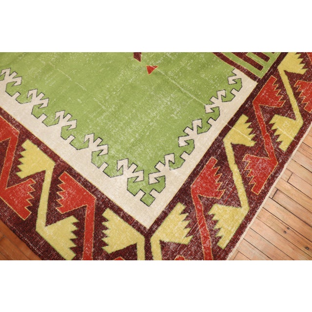 Mid 20th Century Zabihi Collection Eclectic Turkish Deco Zeki Muren Rug - 6'9" x 9'6" For Sale - Image 5 of 11