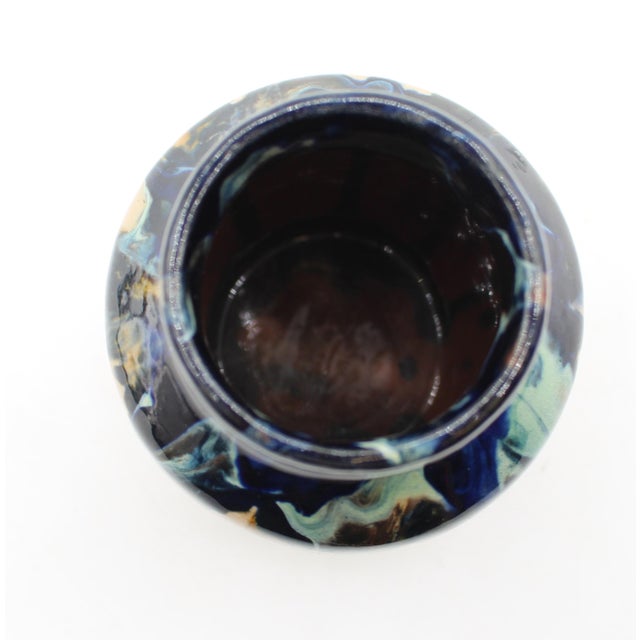 Post-1921 Marked American Small Zane Pottery Drip Glazed Vase For Sale - Image 4 of 6