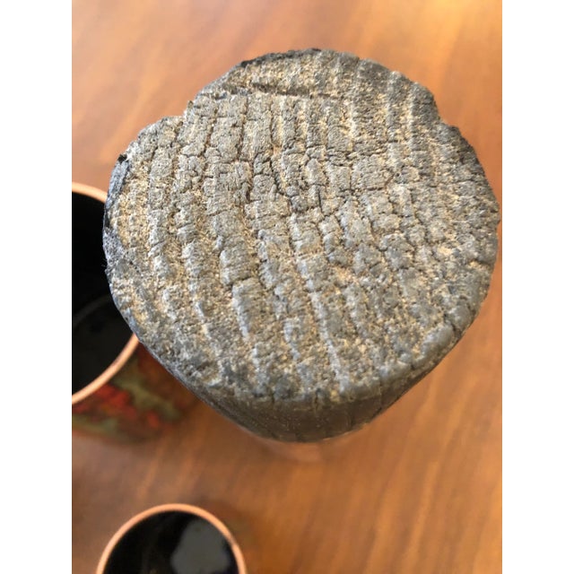 Artisan Hand Made Copper Glazed Cannisters Vessels -Set of 3 For Sale - Image 11 of 12