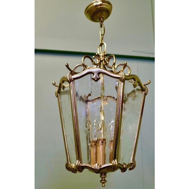 Large French Rococo Style Brass Lantern, 1960 For Sale - Image 4 of 8