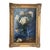 Mid 20th Century Vase of Roses on Blue Painting, Framed For Sale