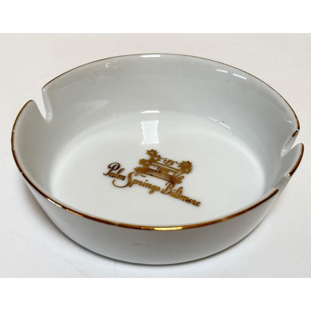 Mid-Century Modern Palm Springs Biltmore Hotel Ashtray, Porcelain With Gilt Trim, Circa 1960s For Sale - Image 3 of 10
