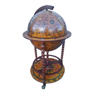 Mid Century World Globe Dry Bar For Sale