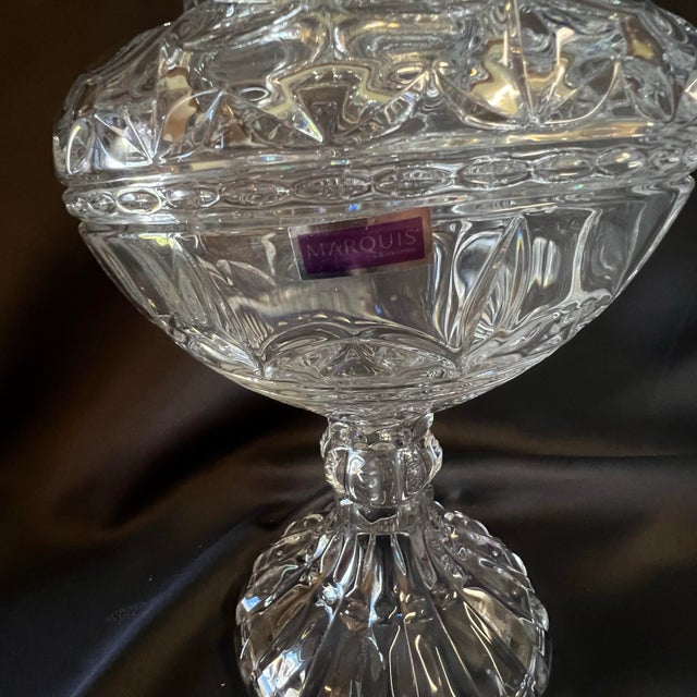 Marquis by Waterford Crystal Pedestal Urn Lidded Sculptural Centerpiece - Ginger Jar For Sale - Image 10 of 12