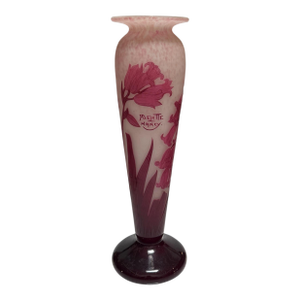 Monumental Antique Art Nouveau Andre Delatte Cameo Glass Vase
