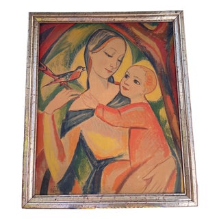 Heinrich Windelschmidt, The Madonna and Child, 1960s, Oil Painting on Panel, Framed For Sale