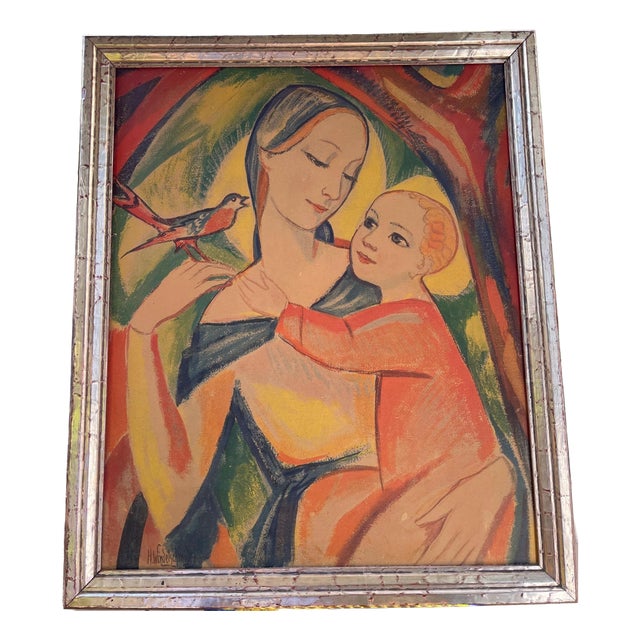 Heinrich Windelschmidt, The Madonna and Child, 1960s, Oil Painting on Panel, Framed For Sale