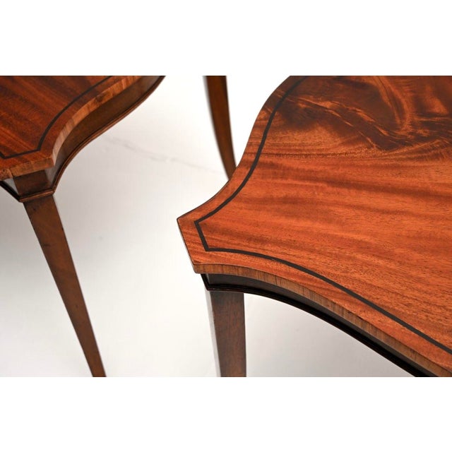 Brown Vintage Regency Inlaid Side Tables, 1930, Set of 2 For Sale - Image 8 of 11