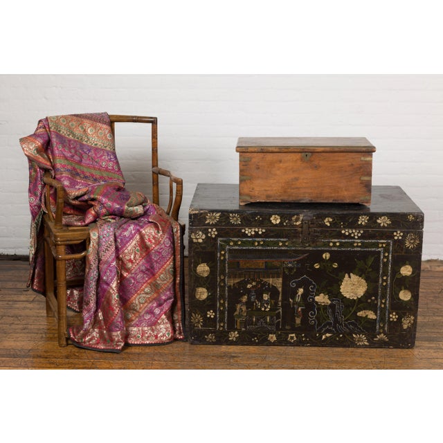 19th Century Antique Rectangular Wooden Storage Chest | Chairish