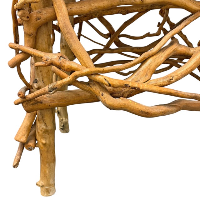 American Folk Art Inlaid Twig and Rootwood Snake Table For Sale - Image 16 of 16