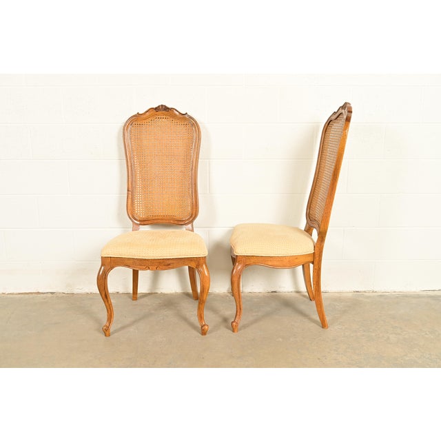 Thomasville French Provincial Louis XV Carved Walnut and Cane Back Dining Chairs, Set of Six For Sale - Image 10 of 13