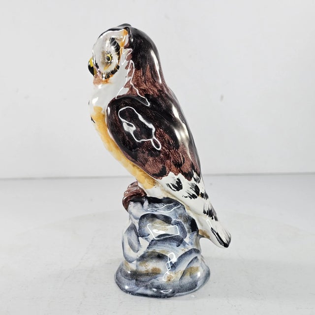 Early 20th Century Vintage Zaccagnini Italy Owl Figurine Art Pottery For Sale - Image 5 of 9