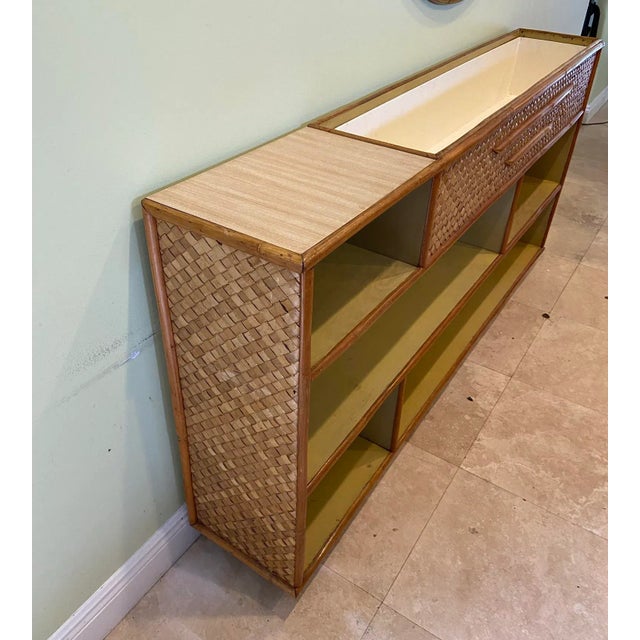 Vintage Rattan Shelf Display Unit With Built in Planter For Sale In West Palm - Image 6 of 7