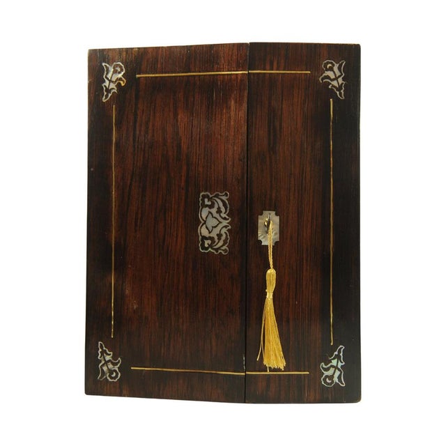 19th Century Rosewood Writing Slope Decorated with Stylish Inlay Throughout. The slope features a well executed fitted...