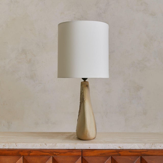 Contemporary 1970s French Textured Ceramic Table Lamp by D. Prioton For Sale - Image 3 of 8