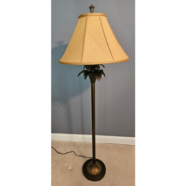 Contemporary Bora Chic Brass Finish Palm Floor Lamp For Sale - Image 3 of 6