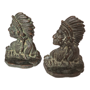 Pair of Bronze Indian Chief Bookends