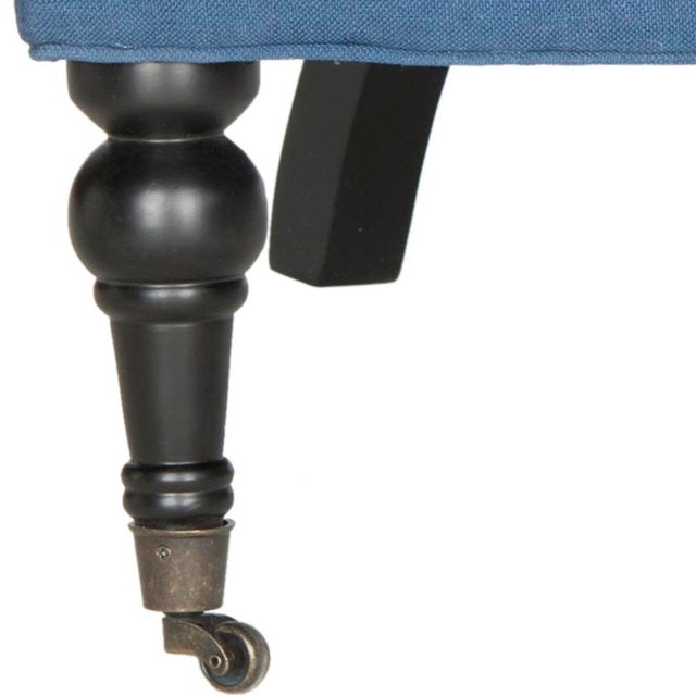 Tufted Club Chair in Steel Blue & Black For Sale - Image 4 of 7