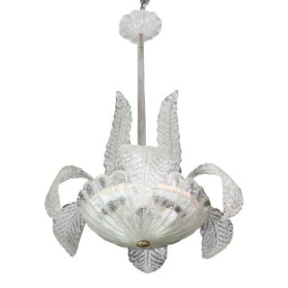 Elegant Art Deco Barovier E Toso Chandelier, Murano Glass, 1950s For Sale