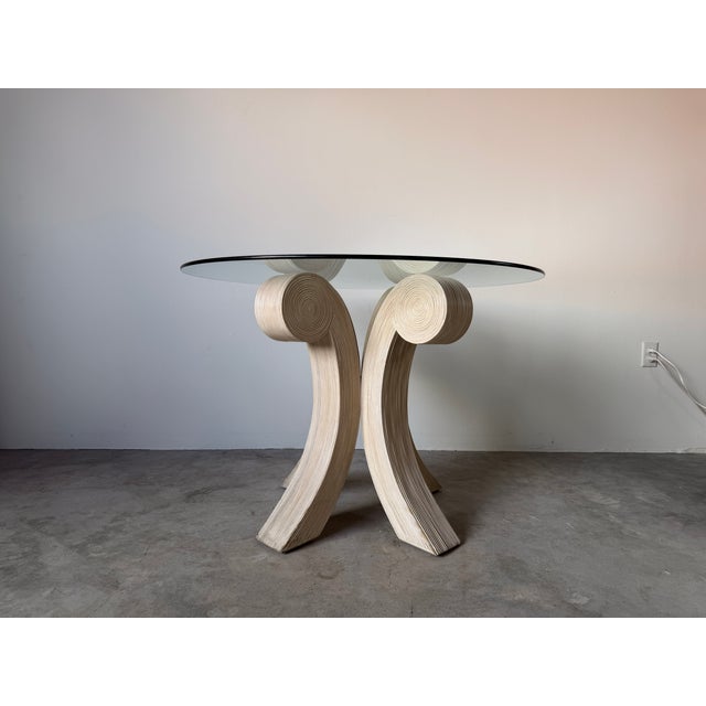 Contemporary Vintage Coastal Organic Sculptural Pencil Reed Rattan Dining Table For Sale - Image 3 of 18