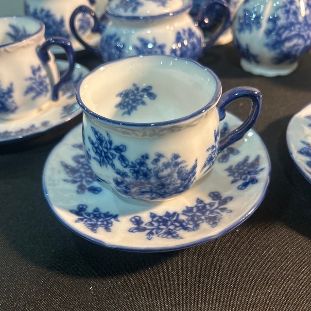 English 1960s English Traditional Flow Blue Ironstone Tea Set 9 Pcs For Sale - Image 3 of 8