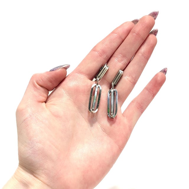 Paul Lobel Vintage Mid-Century Modernist Paul Lobel Sterling Silver Drop / Dangle Earrings For Sale - Image 4 of 11