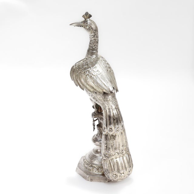 Antique Kutch or Ottoman Silver Peacock or Bird of Paradise Rose Water Sprinkler For Sale In Philadelphia - Image 6 of 8