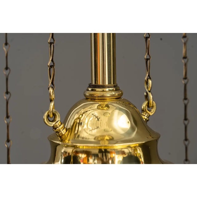 Art Deco Adjustable Pendant Lamp with Fabric Shade, 1920s For Sale - Image 9 of 15