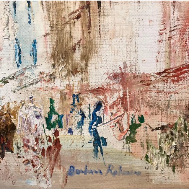 Barbara Robinson, Village Square, Coggeshal, Oil on Canvas For Sale - Image 3 of 9