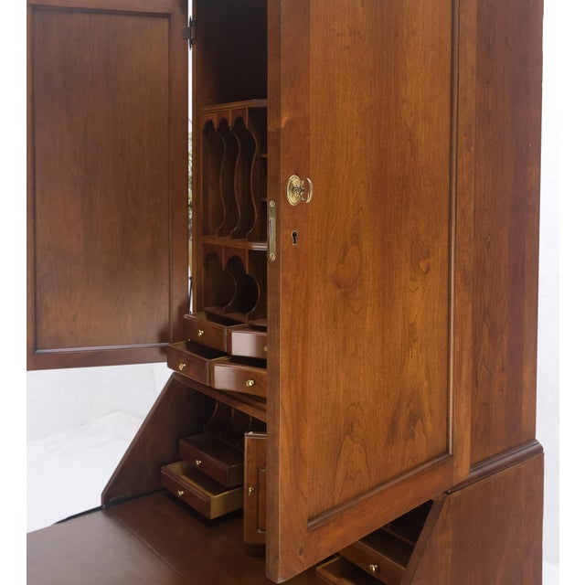 Solid Cherry Multi Compartment Drop Front Secretary Desk w/ Drawer File Cabinet For Sale - Image 13 of 14
