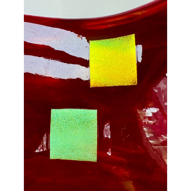 Postmodern Fused Glass Wall Sculpture, Red Dichroic Art Glass For Sale - Image 6 of 10