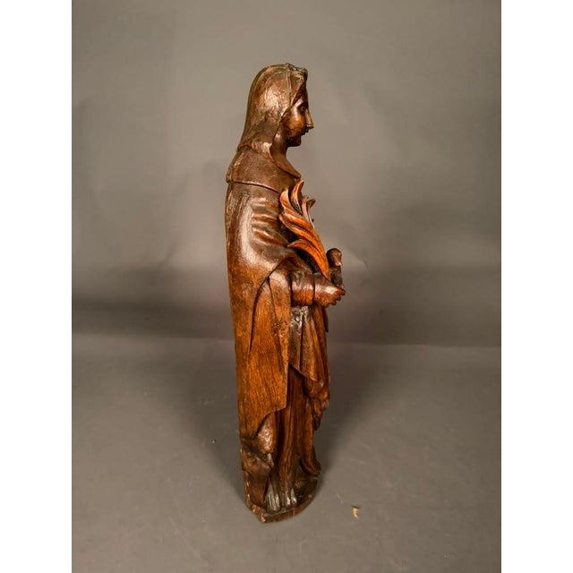 Early 19th Century Flemish Hand-Carved Oak Statue of Saint Agnes, Circa 1820 For Sale - Image 12 of 16