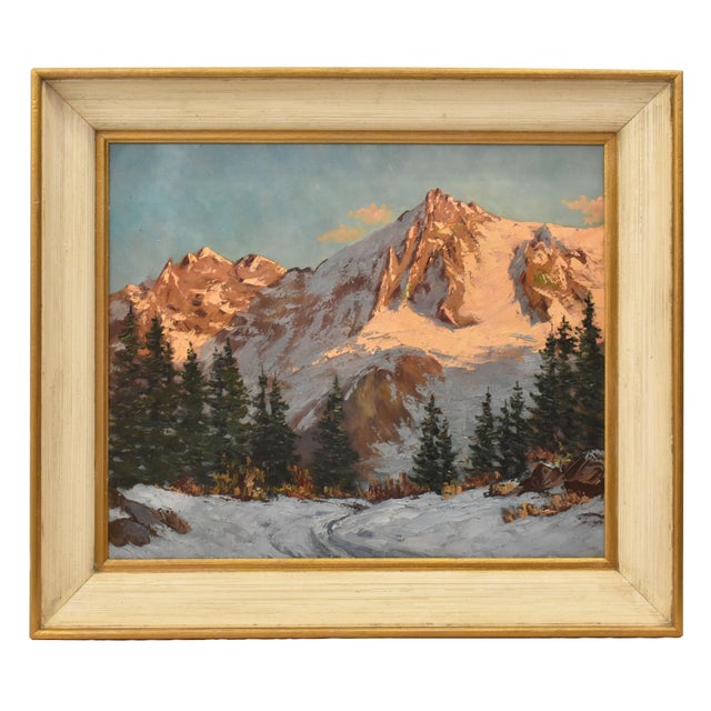 Unknown, Mountain with Snow Alps, 1890s, Oil on Canvas For Sale - Image 11 of 11