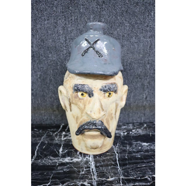 Ceramic Whimsical Terra-Cotta Face Jug For Sale - Image 7 of 7