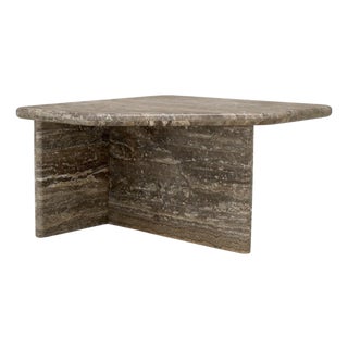 Large Free Form Coffee Table in Silver Travertine Finish For Sale