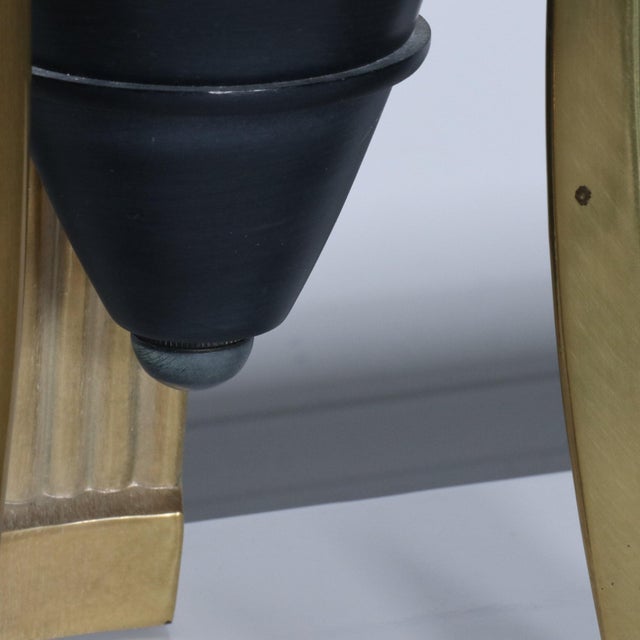 Metal 1990s Deco Michael Taylor Attributed Brass and Ebonized Urn Lamp with Metal Shade For Sale - Image 7 of 9